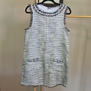 She + Sky Black & White Fringe-Trim Tweed Mini Dress